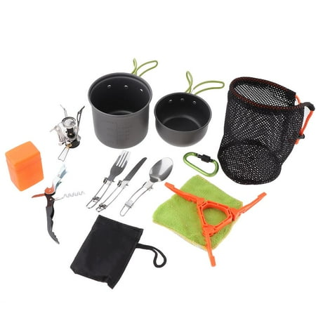 Camping Cookware Cutlery pot pan Opener Stand Green