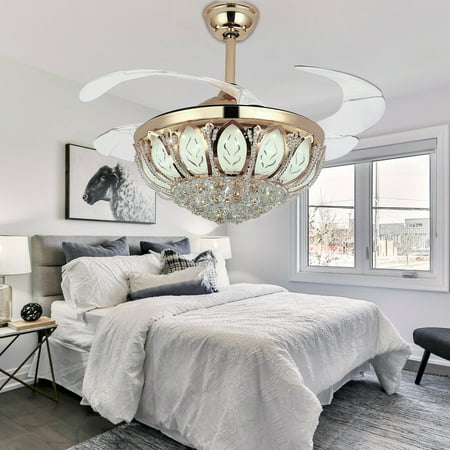 EASYG 42 LED Gold Invisible Ceiling Fan Light Modern Crystal Chandelier Lamp W/Remote
EASYG 42 LED Gold Invisible Ceiling Fan Light Modern Crystal Chandelier Lamp W/Remote