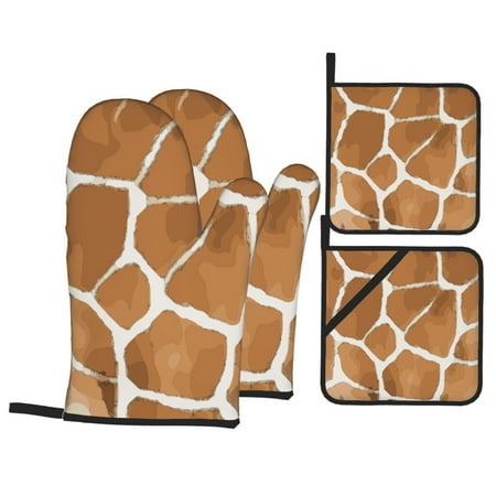 YFYANG Oven Mitts and Pot Holders Sets 4 Pieces Non-Slip Heat Resistant Giraffe Texture Pattern Kitchen Glove Pot Mat for Cooking and Baking
YFYANG Oven Mitts and Pot Holders Sets 4 Pieces Non-Slip Heat Resistant Giraffe Texture Pattern Kitchen Glove Pot Mat for Cooking and Baking