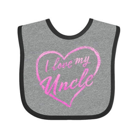 Inktastic I Love My Uncle in Pink Chalk Heart Gift Baby Boy or Baby Girl Bib