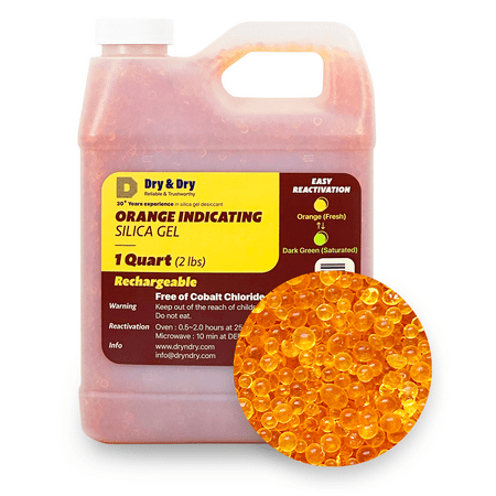 1 Quart Dry & Dry Premium Orange Indicating Silica Gel Beads (Industry Standard 2-4 mm) - 2.0 LBS Reusable
1 Quart Dry & Dry Premium Orange Indicating Silica Gel Beads (Industry Standard 2-4 mm) - 2.0 LBS Reusable