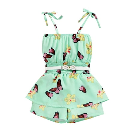 Gureui Kids Baby Girls Jumpsuit Sleeveless Tie-Up Shoulder Strap Flower Butterfly Printed Loose Fit Bodysuit with Removable Waist Belt
Gureui Kids Baby Girls Jumpsuit Sleeveless Tie-Up Shoulder Strap Flower Butterfly Printed Loose Fit Bodysuit with Removable Waist Belt