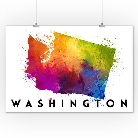 Washington - State Abstract Watercolor - Lantern Press Artwork (9x12 Art Print, Wall Decor Travel Poster)