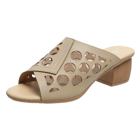 fvwitlyh Women Sandals Mules for Women - Square Toe Double Band Low Block Heel Sandals