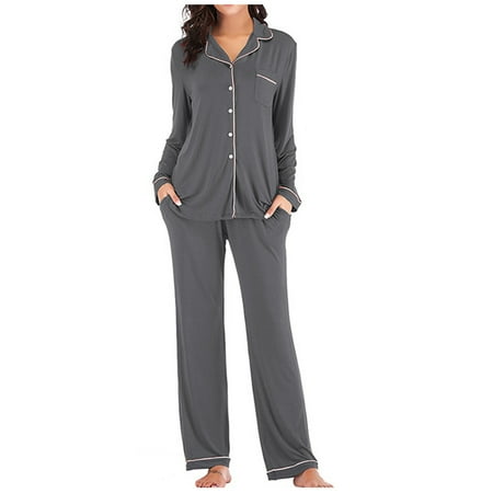 Women s Single-breasted Pajamas Autumn Winter Long Sleeve Pajama Pants Homewear Set family pajamas matching sets Gray XL
Women s Single-breasted Pajamas Autumn Winter Long Sleeve Pajama Pants Homewear Set family pajamas matching sets Gray XL