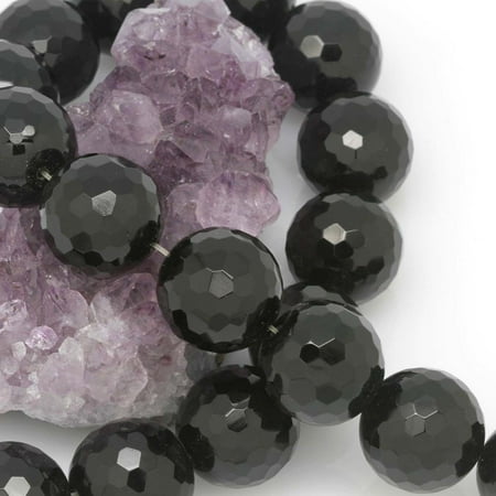 4MM-14MM Black Agate Onyx Round Faceted Gemstone Loose Beads 15 AAA