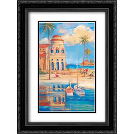 Beach Club I 2x Matted 18x24 Black Ornate Framed Art Print by Brent, Paul