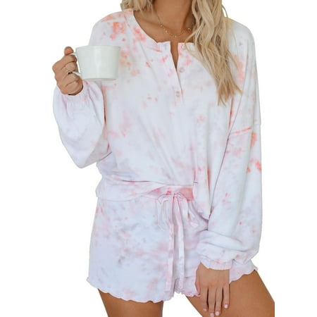 Aleumdr Fashion Tie Dye PJs Sets Casual Crewneck Long Sleeve Hoodie and Ruffle Shorts Sleepwear L
Aleumdr Fashion Tie Dye PJs Sets Casual Crewneck Long Sleeve Hoodie and Ruffle Shorts Sleepwear L
