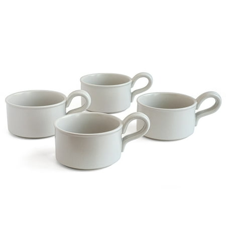 Over and Back Set of 4 Beige Stoneware Mugs - 25 fl oz