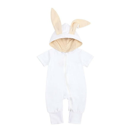Newborn Baby Bunny Ears Hooded Solid Color Short-Sleeved Trousers Romper Zipper Jumpsuit 
Newborn Baby Bunny Ears Hooded Solid Color Short-Sleeved Trousers Romper Zipper Jumpsuit