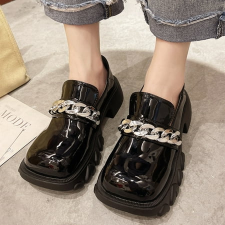 QISIWOLE Women s Fashion Metal Chain Thick Bottom British Style Retro Small Leather Shoes Deals
QISIWOLE Women s Fashion Metal Chain Thick Bottom British Style Retro Small Leather Shoes Deals