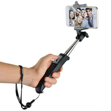 Mpow iSnap Y One-piece Portable Self-portrait Monopod Extendable Selfie Stick with built-in Bluetooth Remote Shutter for iPhone 6 and more-Black