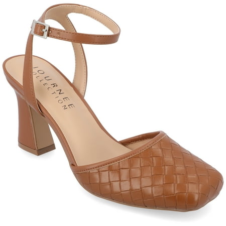 Journee Collection Womens Moriah Embossed Ankle Strap Square Toe Pumps