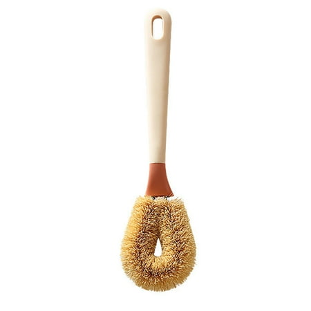 Pot Brush Brown Bristle in Long Handled for Dishes Pans Pots Sink Cleaning