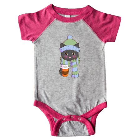 Inktastic Cute Black Cat in Scarf and Hat Gift Baby Boy or Baby Girl Bodysuit