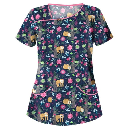 Danhjin Womens Nursing Scrub Tops Printed Working Uniform Short Sleeve V-Neck Workwear Blouse T-shirt with Pockets Womens Scrubs - Summer Savings Clearance
Danhjin Womens Nursing Scrub Tops Printed Working Uniform Short Sleeve V-Neck Workwear Blouse T-shirt with Pockets Womens Scrubs - Summer Savings Clearance