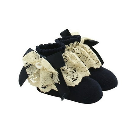 Dewadbow Newborn Baby Girls Kids Princess Bowknot Sockings Lace Ankle Socks