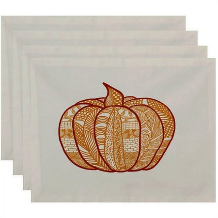 Simply Daisy 18 x 14 Pumpkin Patch Geometric Print Placemat