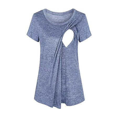 Egmy Maternity O-Neck Solid Short Sleeve Breast-Feeding Pregnant Woman Nursing Blouse
Egmy Maternity O-Neck Solid Short Sleeve Breast-Feeding Pregnant Woman Nursing Blouse