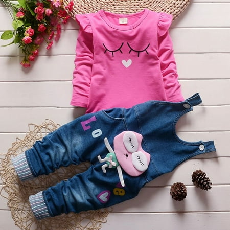 Baby Girls Long Sleeve Top Denim Overalls Pant Sets Cartoon Decor Baby Girl Outfits
Baby Girls Long Sleeve Top Denim Overalls Pant Sets Cartoon Decor Baby Girl Outfits