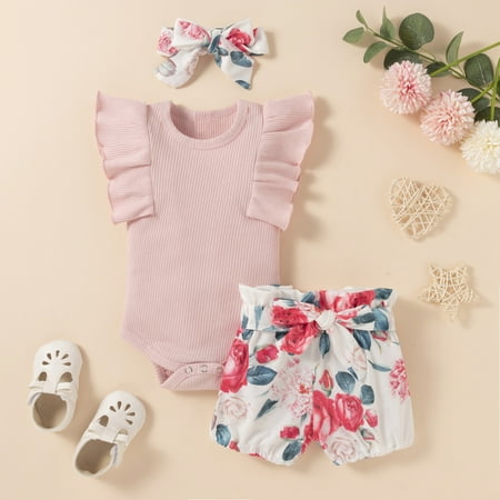 Gotyou Newborn Baby s 3 Piece Outfit Ribbed Ruffle Sleeve Romper T-Shirt and Floral Shorts + Headband 3Pcs Outfits
Gotyou Newborn Baby s 3 Piece Outfit Ribbed Ruffle Sleeve Romper T-Shirt and Floral Shorts + Headband 3Pcs Outfits