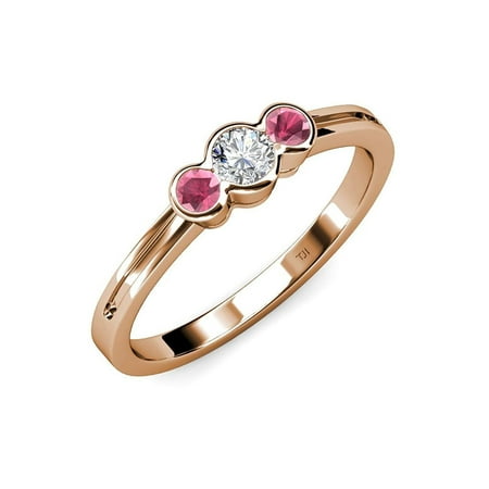 Diamond (SI2-I1 G-H) and Rhodolite Garnet Three Stone Ring 0.54 ct tw in 14K Rose Gold.size 7.0
Diamond (SI2-I1 G-H) and Rhodolite Garnet Three Stone Ring 0.54 ct tw in 14K Rose Gold.size 7.0