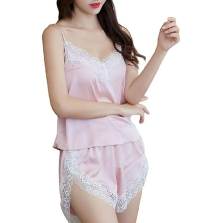Womens Sleepwear Lace Trim Satin Pajamas Set V Neck Cami Top Lingerie Shorts Nightwear S-XL
Womens Sleepwear Lace Trim Satin Pajamas Set V Neck Cami Top Lingerie Shorts Nightwear S-XL