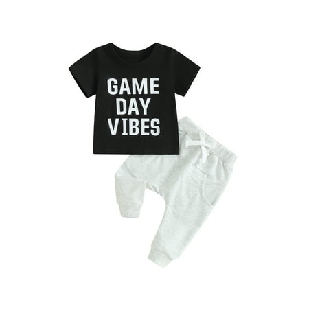 Game Day Infant Baby Summer Outfit Toddler Girls Boys Letter Print Short Sleeve T-Shirt and Casual Pants 2 Piece Set
Game Day Infant Baby Summer Outfit Toddler Girls Boys Letter Print Short Sleeve T-Shirt and Casual Pants 2 Piece Set