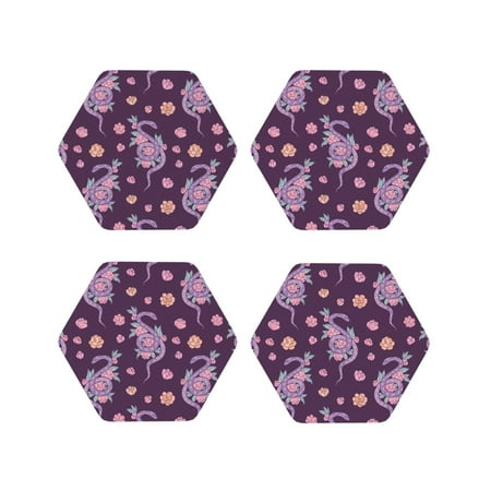 Leather Coasters Set of 4 - Cartoon Cute Snake Flower Lightweight Non-Slip Drink Coasters for Desk Anti-Scalding Desk Cup Coasters for Office Table Decor Hexagon
Leather Coasters Set of 4 - Cartoon Cute Snake Flower Lightweight Non-Slip Drink Coasters for Desk Anti-Scalding Desk Cup Coasters for Office Table Decor Hexagon