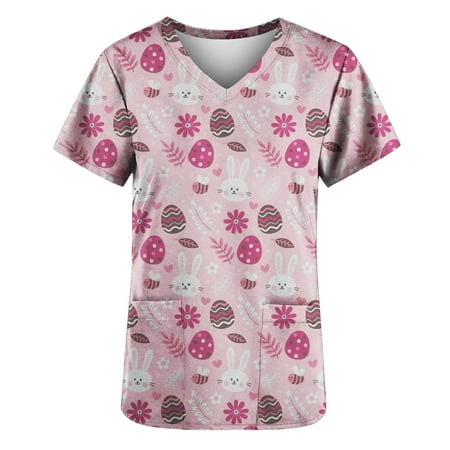 Women s Printed Scrub Tops Plus Size V-Neck Easter Bunny Pattern T Shirts Workwear Nurse Uniform Tee with Pockets
Women s Printed Scrub Tops Plus Size V-Neck Easter Bunny Pattern T Shirts Workwear Nurse Uniform Tee with Pockets