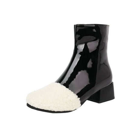 Women Ankle Boots Autumn Winter Fashion Lamb Wool Panel Comfortable Square Heel Side Zipper
Women Ankle Boots Autumn Winter Fashion Lamb Wool Panel Comfortable Square Heel Side Zipper