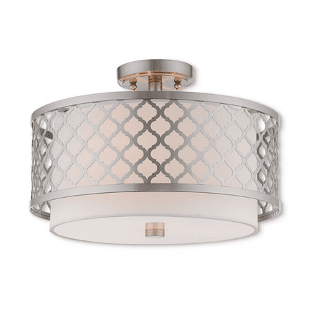 World of Crystal Vega Semi Flush Brushed Nickel Steel 3-light