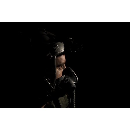 Portrait of a US Air Force pilot with oxygen mask Poster Print