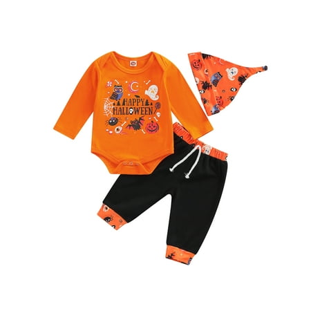 Inevnen first halloween baby girl outfits Cartoon Printed Rompers +Patchwork Long Pants+Hat
Inevnen first halloween baby girl outfits Cartoon Printed Rompers +Patchwork Long Pants+Hat