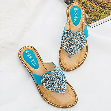 Cathalem Women s Round Toe Fashionable Love Diamond Pearl Sandals Women s Memory Foam Slippers Blue 7
Cathalem Women s Round Toe Fashionable Love Diamond Pearl Sandals Women s Memory Foam Slippers Blue 7