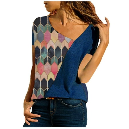 Mrat Short Sleeve V-Neck Blouses & Shirts Corset Tops Ladies Casual Fashion Loose Stitching Print Short-Sleeved T-Shirt Top Short Sleeve Female Button Down Blouse
Mrat Short Sleeve V-Neck Blouses & Shirts Corset Tops Ladies Casual Fashion Loose Stitching Print Short-Sleeved T-Shirt Top Short Sleeve Female Button Down Blouse