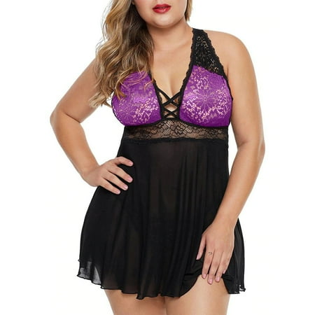 Plus Size Women Sexy Lace Nightdress Underwear Sheer Mesh Sleepwear Lingerie Set
Plus Size Women Sexy Lace Nightdress Underwear Sheer Mesh Sleepwear Lingerie Set