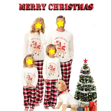 Family Matching Christmas Pajamas Set Deer Print Tops Plaid Pants Xmas Holiday Loungewear Sleepwear Jammies Pjs Outfit
Family Matching Christmas Pajamas Set Deer Print Tops Plaid Pants Xmas Holiday Loungewear Sleepwear Jammies Pjs Outfit