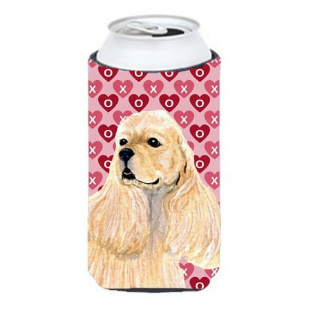 Buff Cocker Spaniel Hearts Love Valentines Day Tall Boy bottle sleeve Hugger