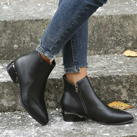 Tdoqot Womens Martin Boots- Autumn Side Zipper Mid Heel Flat Bottom Short Barrel Pointed Leather Boots Black 39
Tdoqot Womens Martin Boots- Autumn Side Zipper Mid Heel Flat Bottom Short Barrel Pointed Leather Boots Black 39