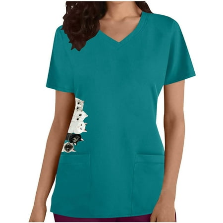 Scrubs Tops For Women Printed Plus Size Cute American Flag Print Short Sleeve V-Neck Top Work Tops Nursing Uniforms
Scrubs Tops For Women Printed Plus Size Cute American Flag Print Short Sleeve V-Neck Top Work Tops Nursing Uniforms