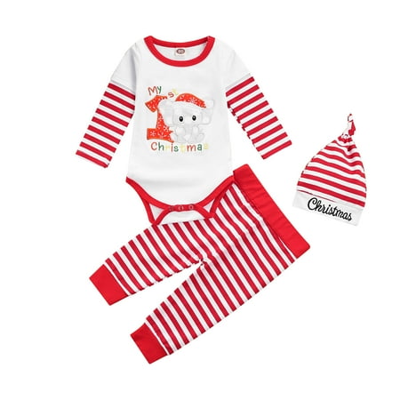 Musuos Christmas Outfit My 1st Christmas Romper Jumpsuit Striped Pants Hat Xmas Clothes Set
Musuos Christmas Outfit My 1st Christmas Romper Jumpsuit Striped Pants Hat Xmas Clothes Set