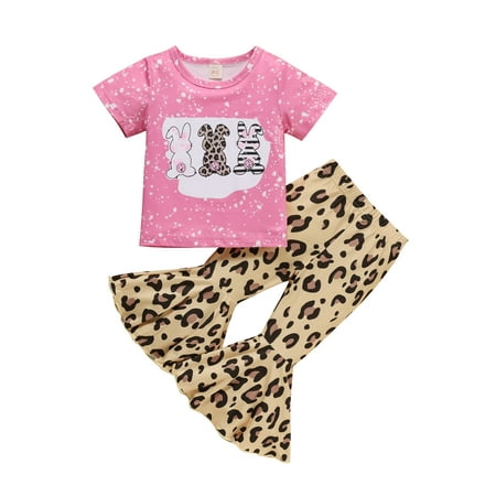 Sunisery Toddler Baby Girls 2Pcs Easter Outfits Short Sleeve Bunny Print T-Shirt+Leopard Flare Pants Clothes Sets Pink 1-2 Years
Sunisery Toddler Baby Girls 2Pcs Easter Outfits Short Sleeve Bunny Print T-Shirt+Leopard Flare Pants Clothes Sets Pink 1-2 Years