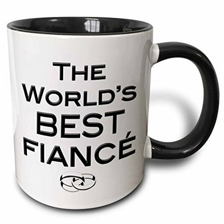 3dRose The worlds best fianc Two Tone Black Mug 11oz