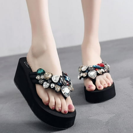 YOTAMI Womens Slippers Women Ladies Girls Solid Wedges Crystal Flip Flops Sandals Slippers Beach Shoes Black
YOTAMI Womens Slippers Women Ladies Girls Solid Wedges Crystal Flip Flops Sandals Slippers Beach Shoes Black