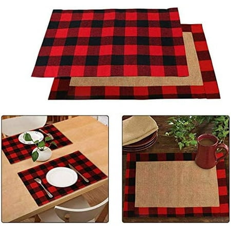 4pcs Buffalo Plaid Placemats Red and Black Buffalo Check Placemats Reversible Cotton Burlap Christmas Placemats for Home Holiday Christmas Table Decorations 12 x 18 Inch
4pcs Buffalo Plaid Placemats Red and Black Buffalo Check Placemats Reversible Cotton Burlap Christmas Placemats for Home Holiday Christmas Table Decorations 12 x 18 Inch
