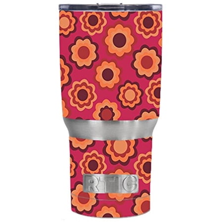 Skin Decal Vinyl Wrap for RTIC 20 oz Tumbler Cup (6-piece kit) stickers skins cover / Retro Flowers Pink