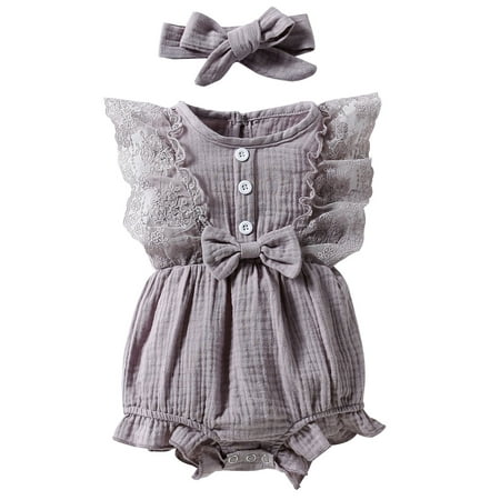 Frobukio Infant Baby Girl Cute Romper Lace Ruffles Sleeveless Round Neck Jumpsuit Summer Casual Bodysuits with Headband Purple 12-18 Months
Frobukio Infant Baby Girl Cute Romper Lace Ruffles Sleeveless Round Neck Jumpsuit Summer Casual Bodysuits with Headband Purple 12-18 Months