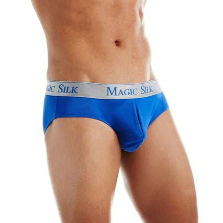Men s Magic Silk 6386 100% Silk Knit Low Rise Bikini (Cobalt XL)