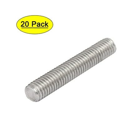 M8 x 45mm 304 Stainless Steel Fully Threaded Rods Bar Studs Silver Tone 20 Pcs